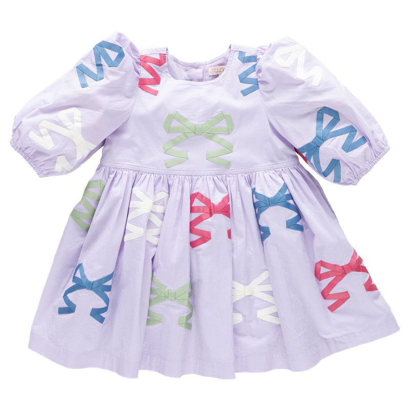 Brooke Dress Lavender Multi Bow Applique