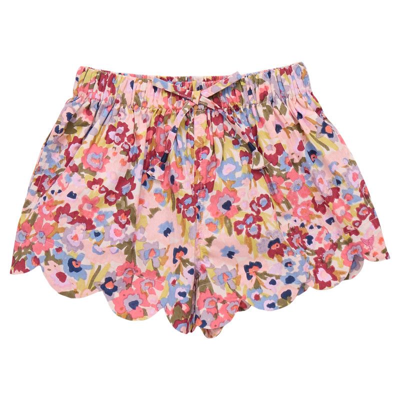 Scallop Short Burgundy Sketched Floral