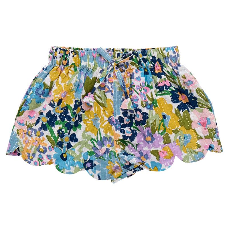 Scallop Short Blue Large Sketched Floral