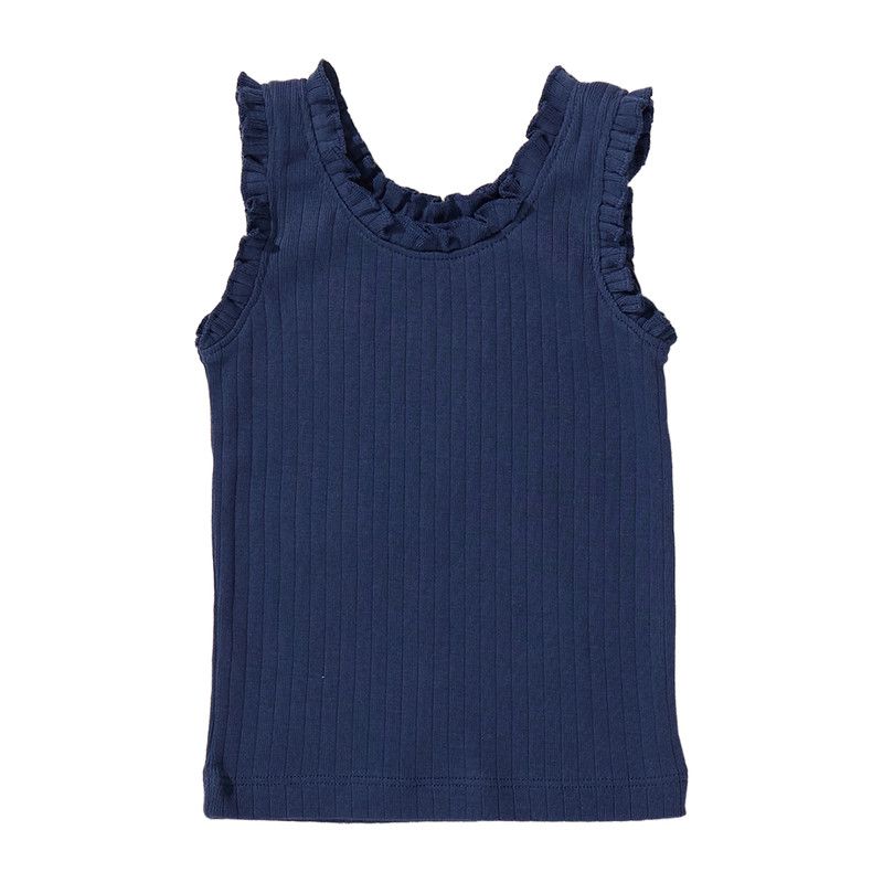 Joy Ruffle Rib Tank Navy
