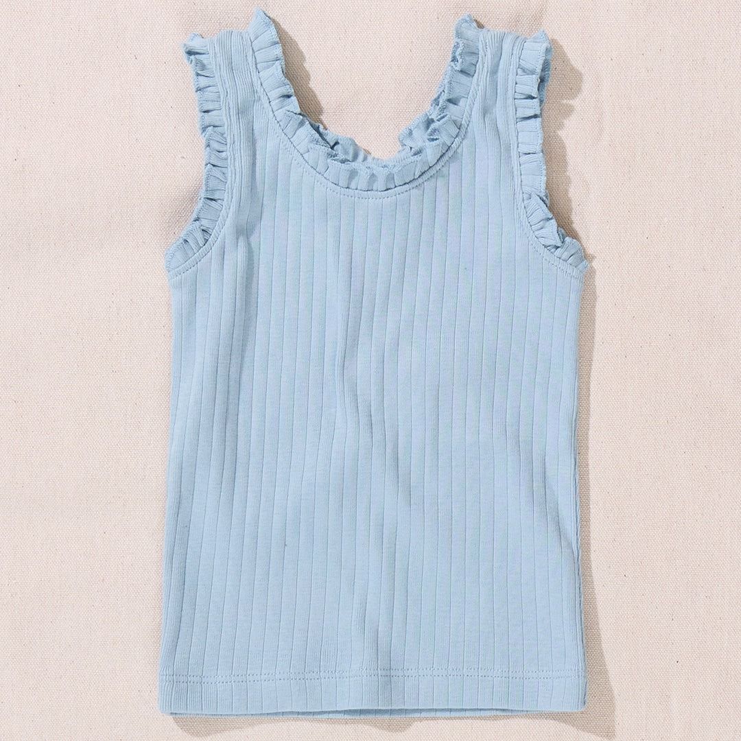 Joy Ruffle Rib Tank Light Blue