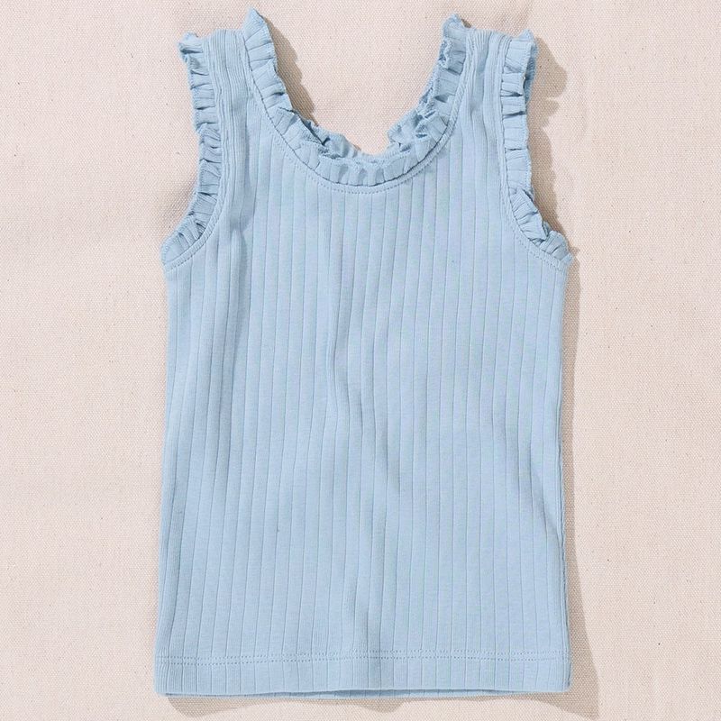 Joy Ruffle Rib Tank Light Blue