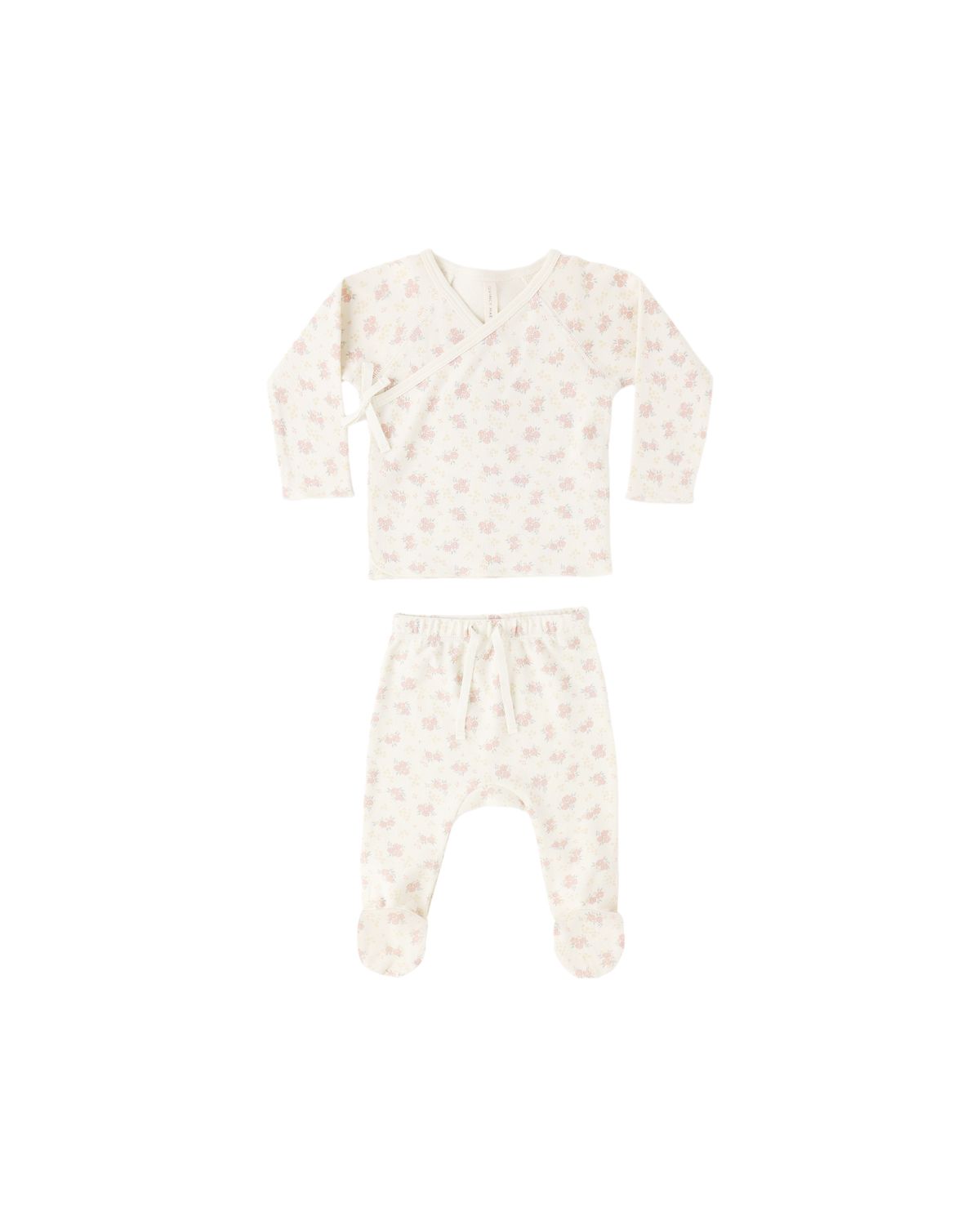 Wrap Top + Footed Pant Set Flower Field