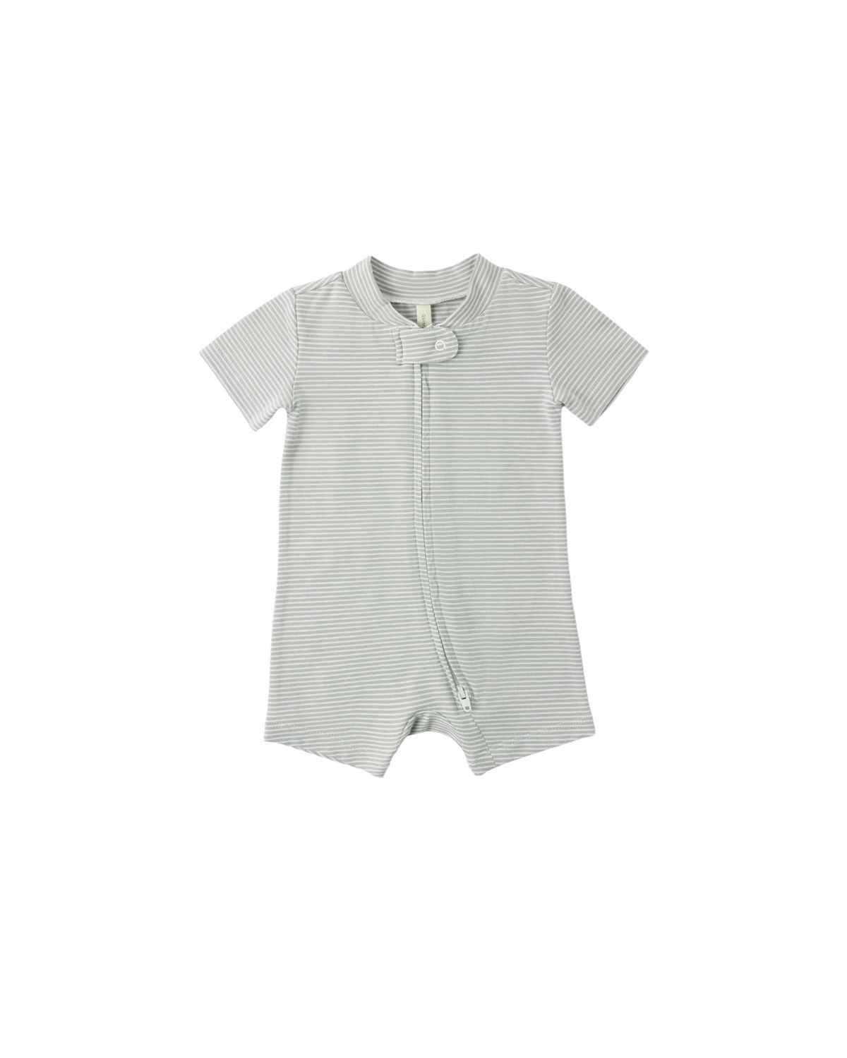Zip Short Sleeve Sleeper Sage Micro Stripe