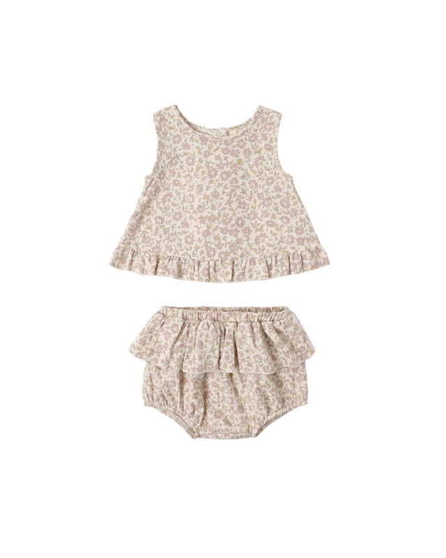 Ruffled Tulip Top + Bloomer Set Dahlia