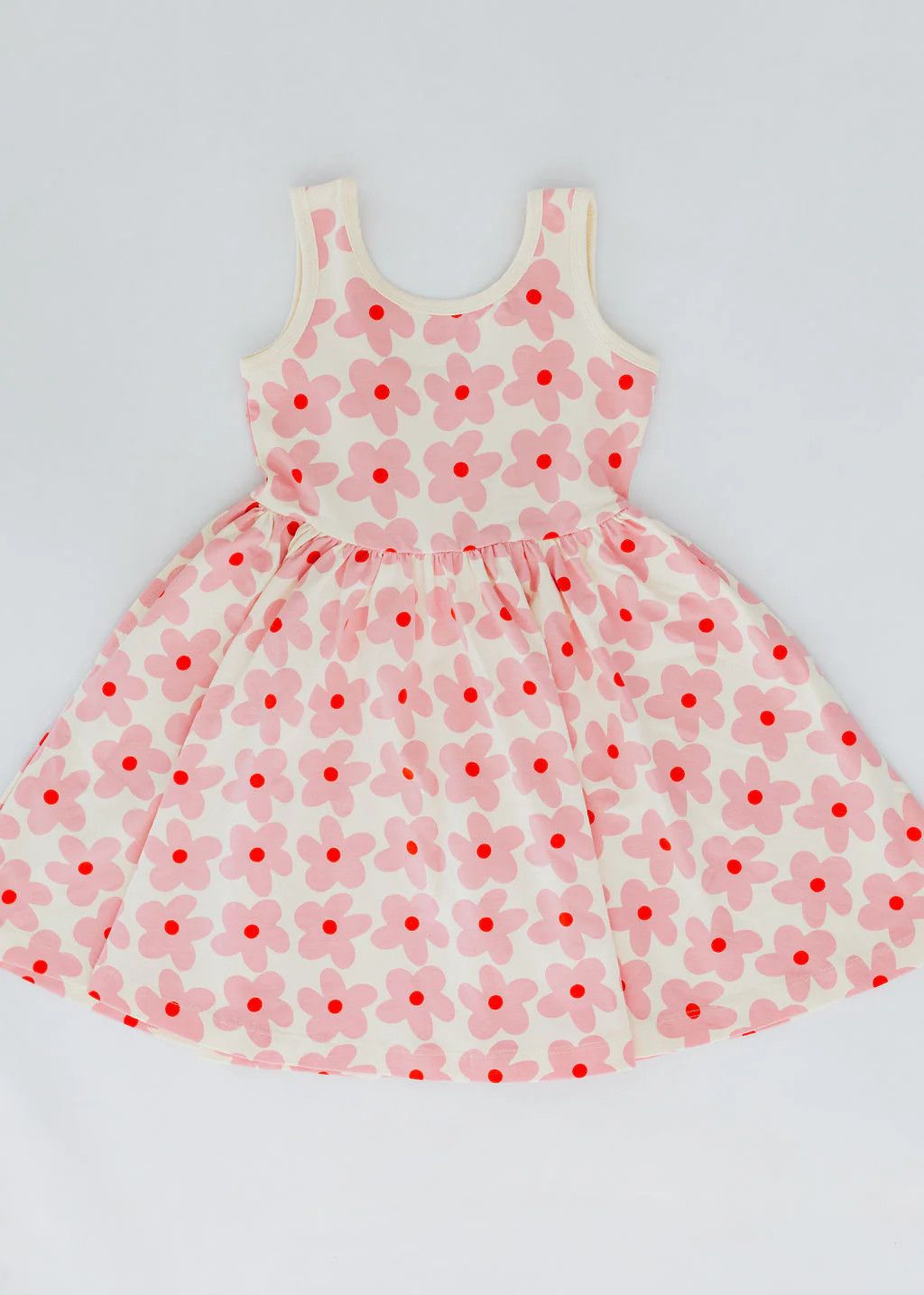Sleeveless Twirl Dress Pink Daisies