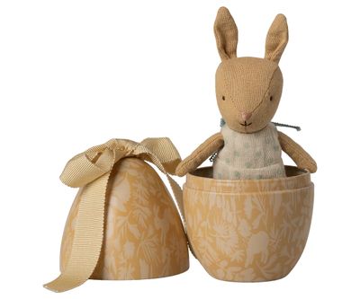 Easter Egg with Micro Rabbit, Small - Cream Yellow