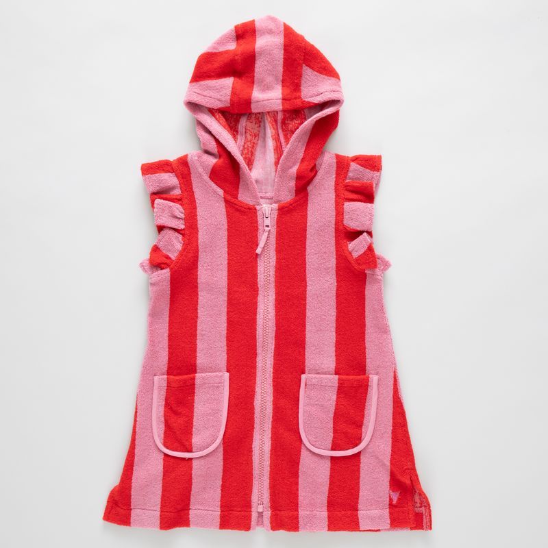 Terry Coverup Wide Pink and Red Stripe