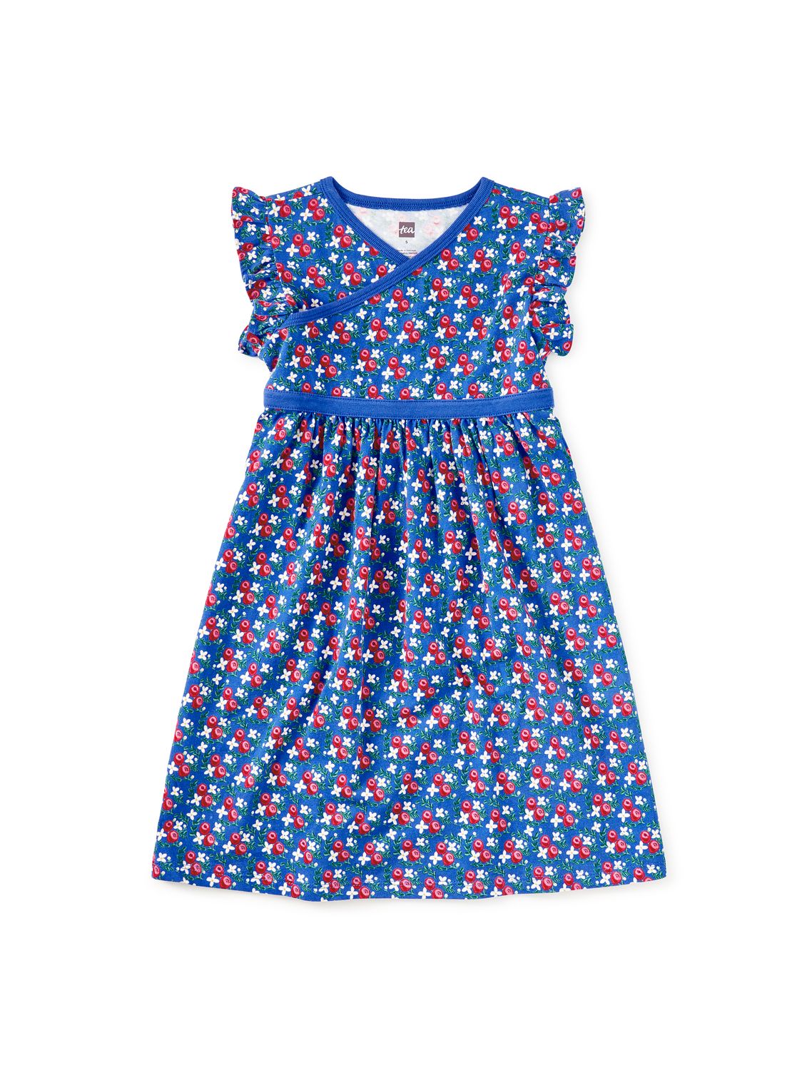 Wrap Neck Dress Flamenco Fan Rose