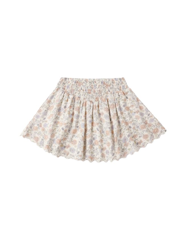Smocked V Mini Skirt Bloom