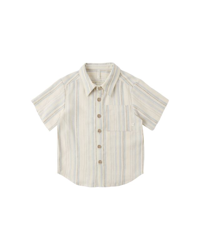 Collared Short Sleeve Shirt Sea Stripe