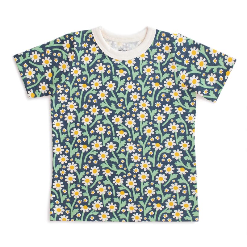 Short Sleeve Tee Bold Daisies Navy