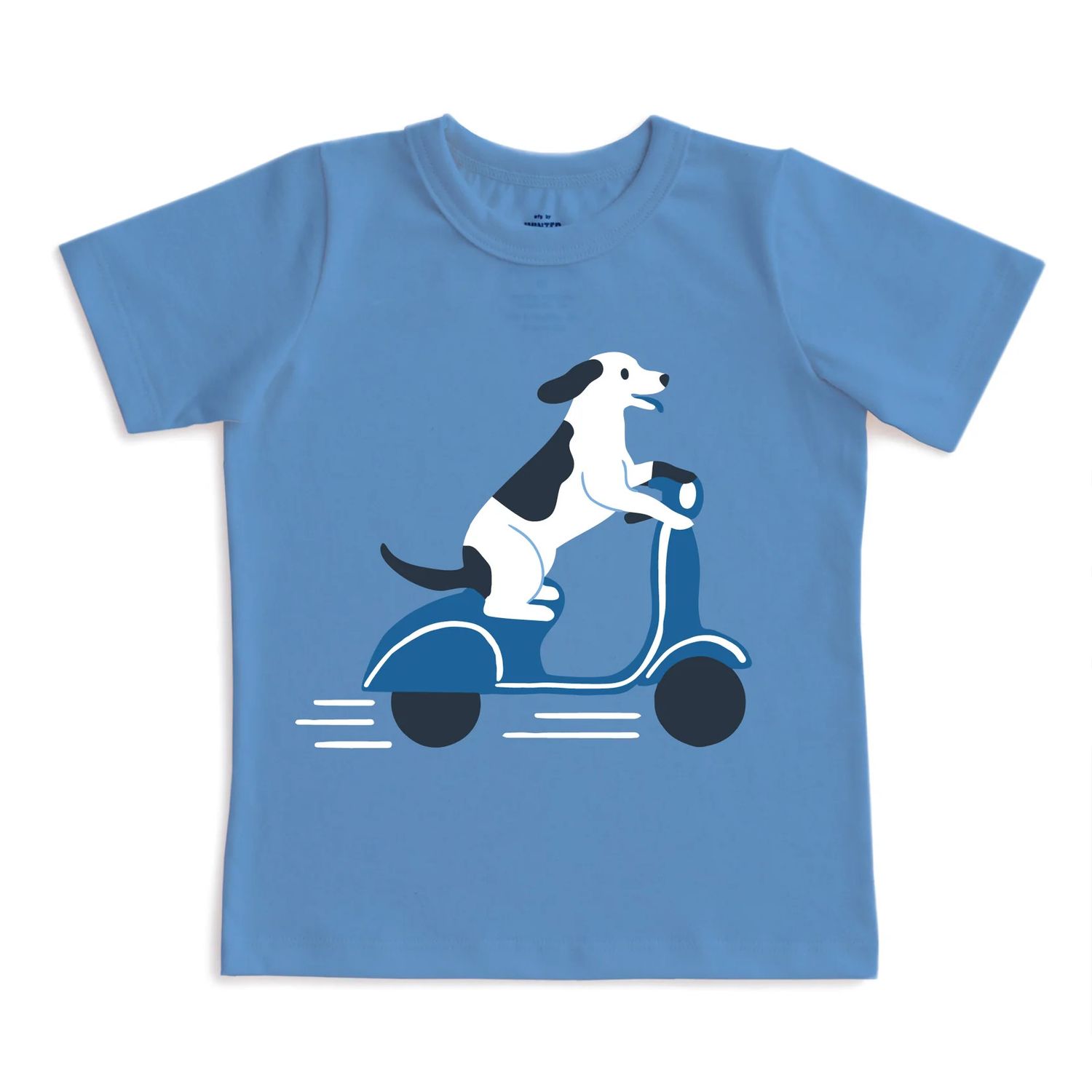 Short Sleeve Graphic Tee Scooter Dog Lake Blue