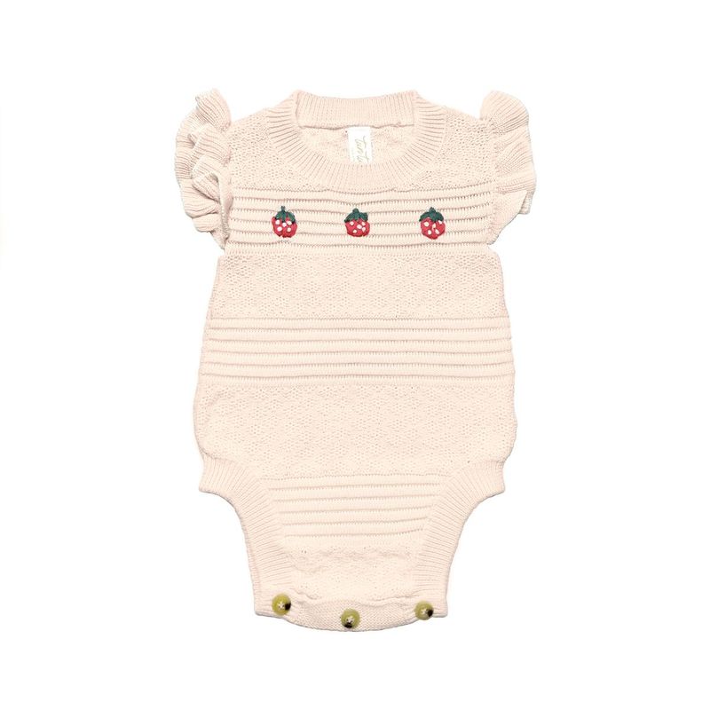 Embroidered Romper Light Pink/Red