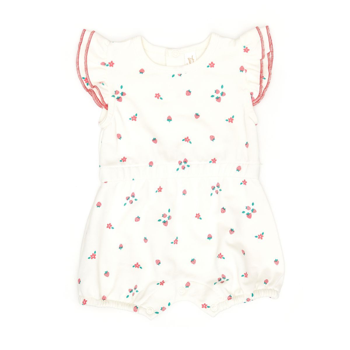 Ruffle Romper Natural Strawberries