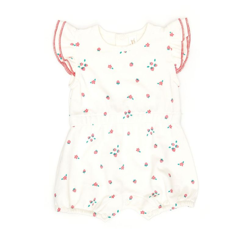 Ruffle Romper Natural Strawberries