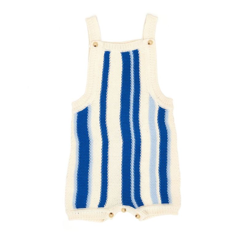 Striped Knitted Romper Natural/Blue