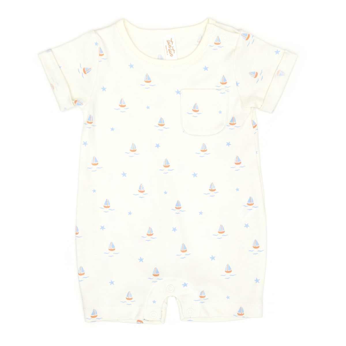 Short Sleeve Romper Natural Boats