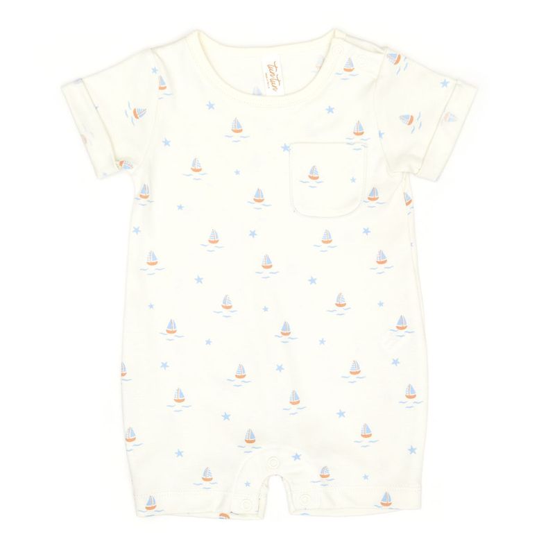 Short Sleeve Romper Natural Boats