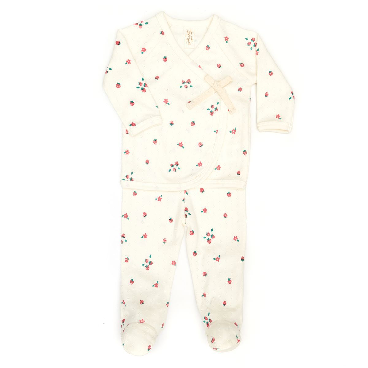 Pointelle Kimono Set Natural Strawberries