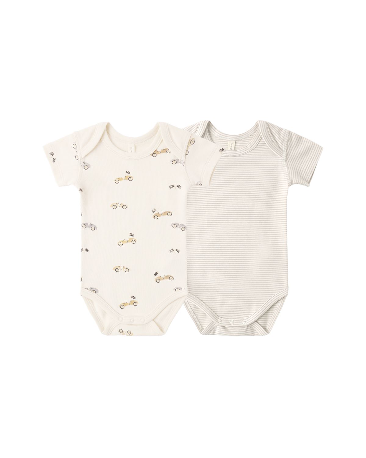 Short Sleeve Bodysuit Pack Race Car, Oat Micro Stripe