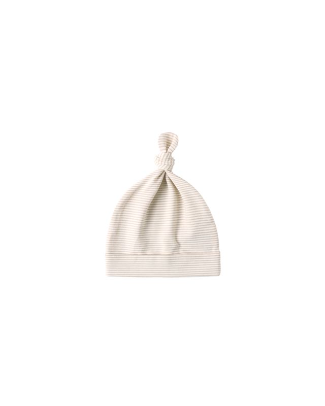 Knotted Baby Hat Oat Micro Stripe