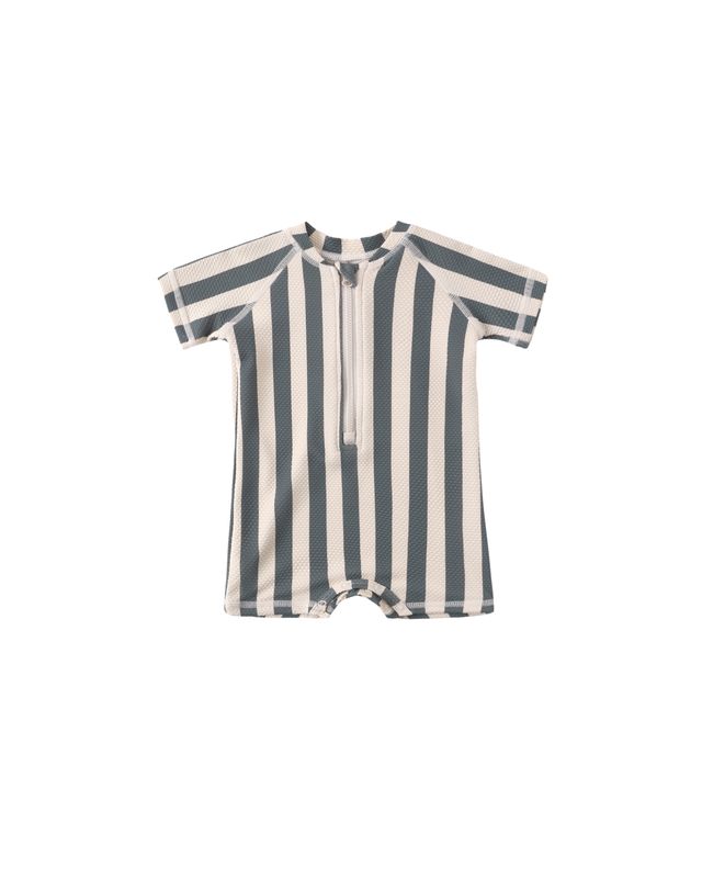 Zip Rash Guard One-Piece Retro Ocean Stripe