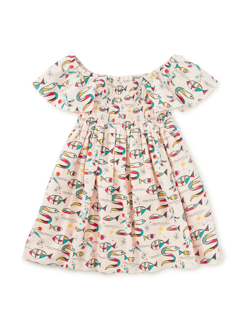 Flutter Sleeve Smocked Dress Mar de Miro