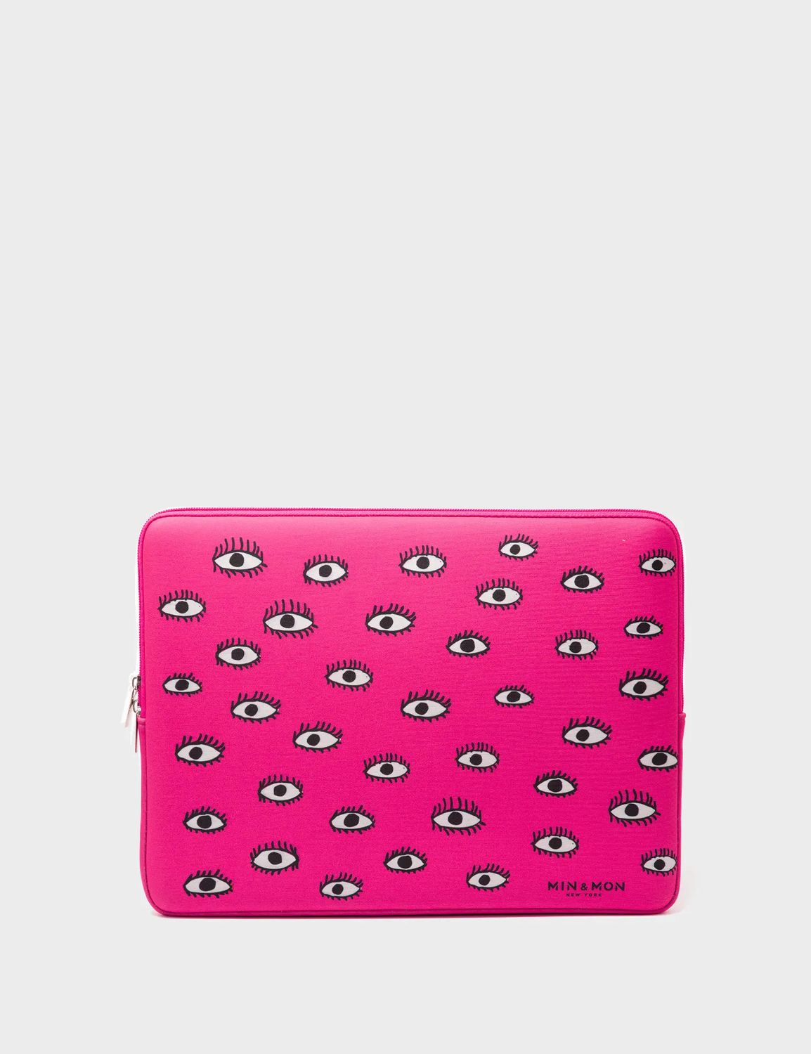 Fuchsia Neoprene Laptop Cover - All Over Eyes Design