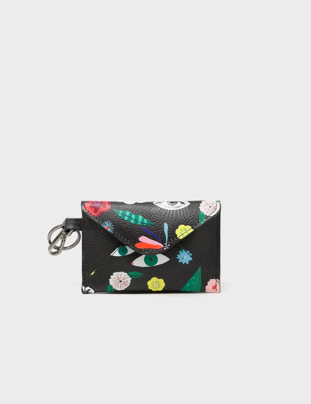 Fabian Black Leather Wallet - Floralia Print