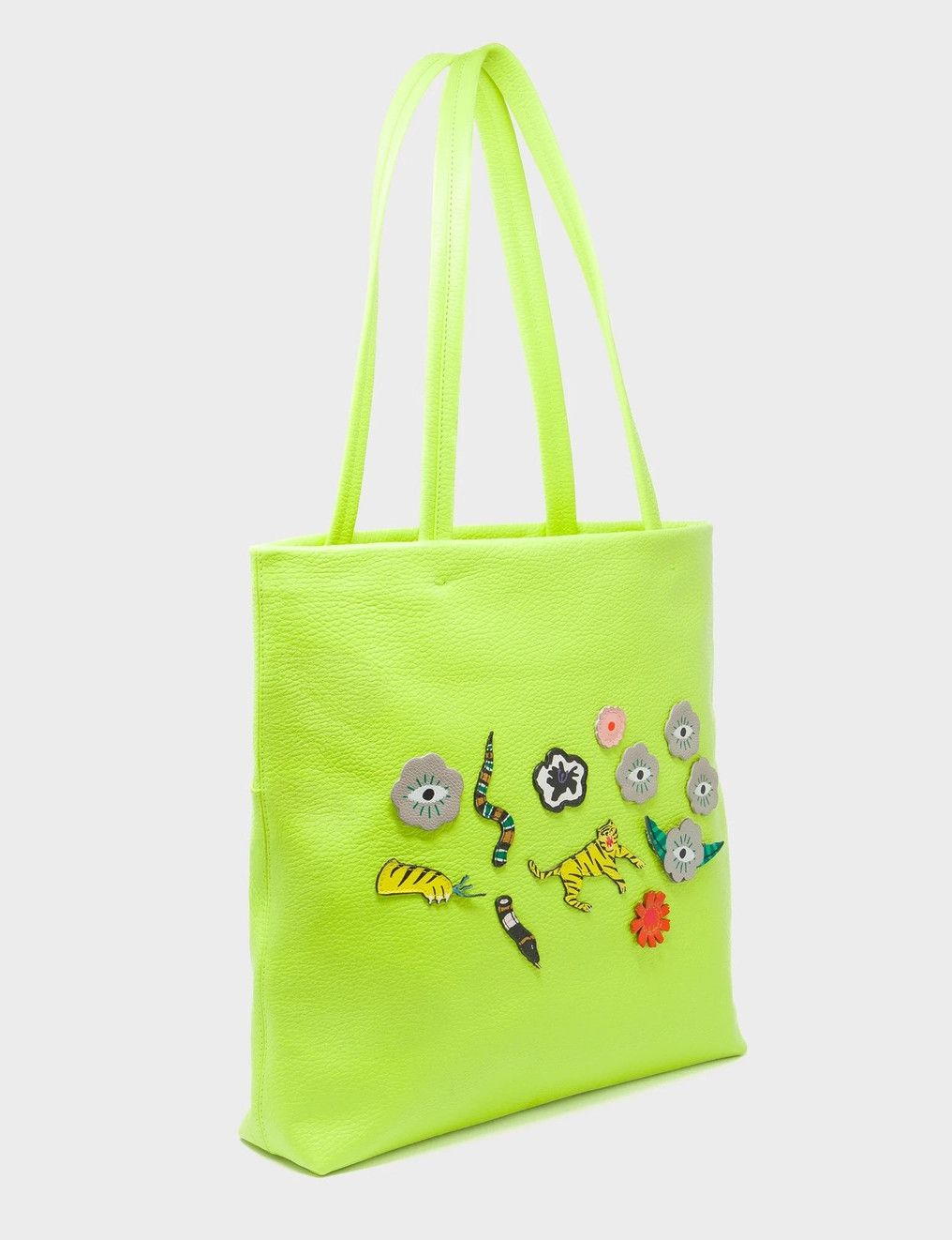 Matt Sharp Green Leather Tote Bag - Floralia Design