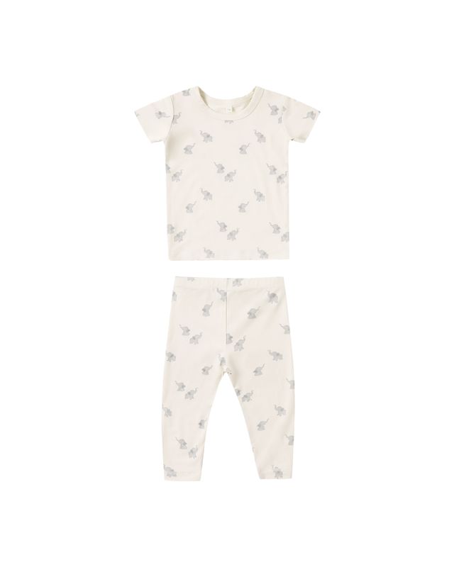 Bamboo Short Sleeve Pajama Set Elephants