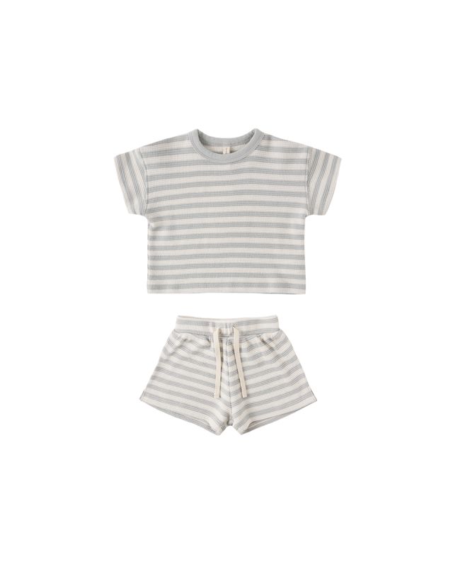 Waffle Tee + Short Set Sky Stripe