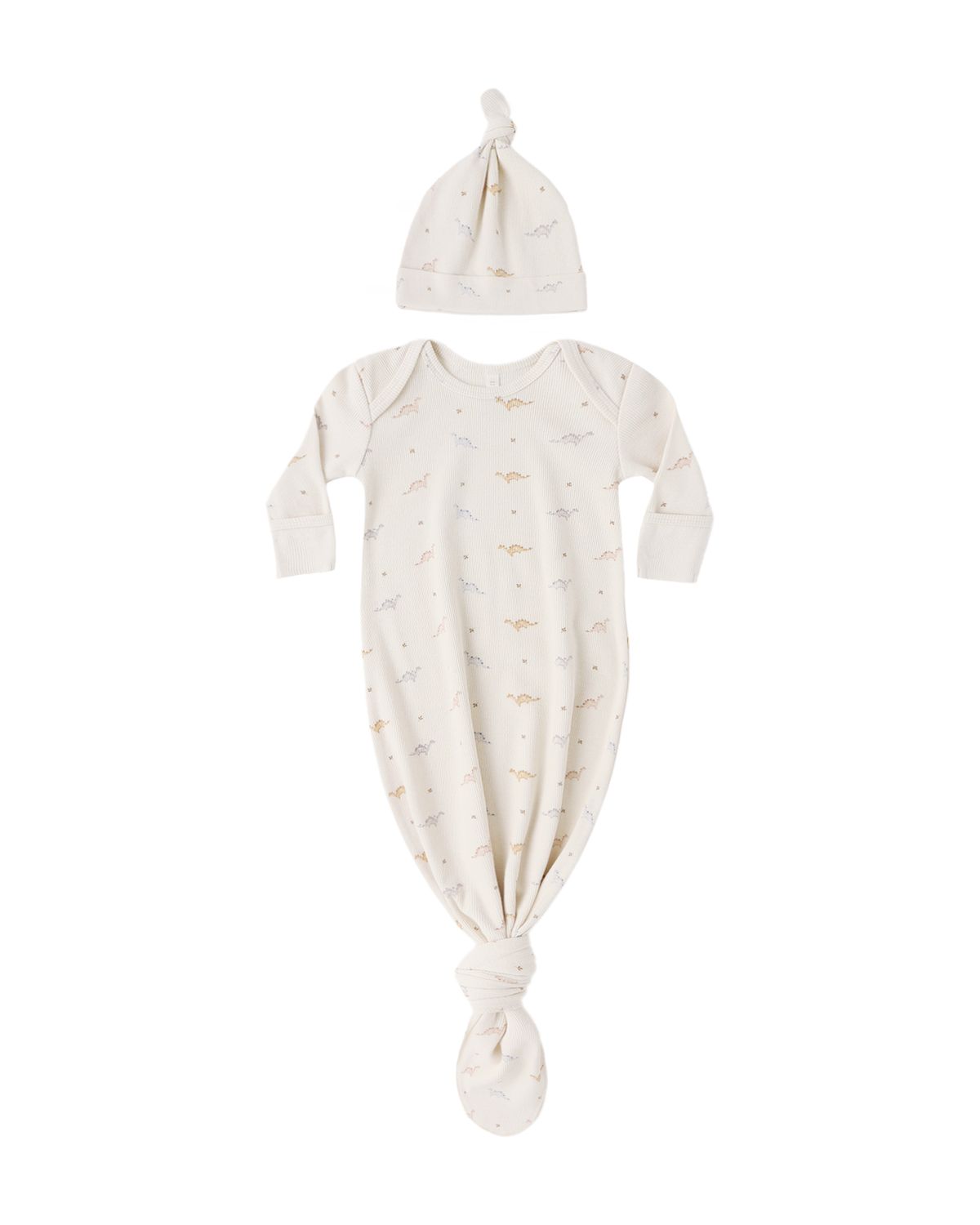 Knotted Baby Gown + Hat Set Dinos One Size