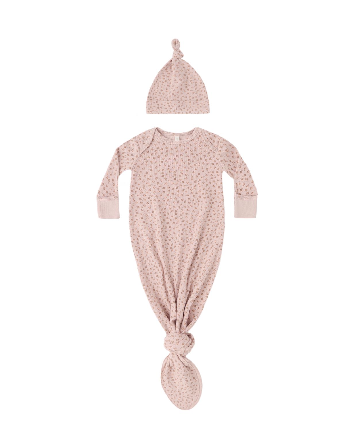 Knotted Baby Gown + Hat Set Posy One Size