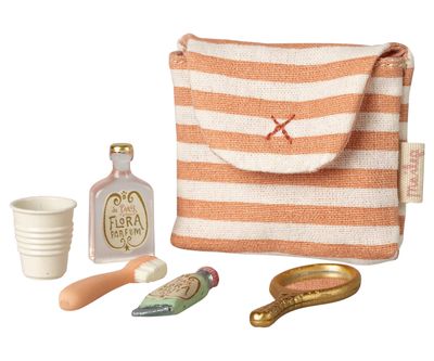 Toothbrush Set in Bag, Mouse - Coral Stripe
