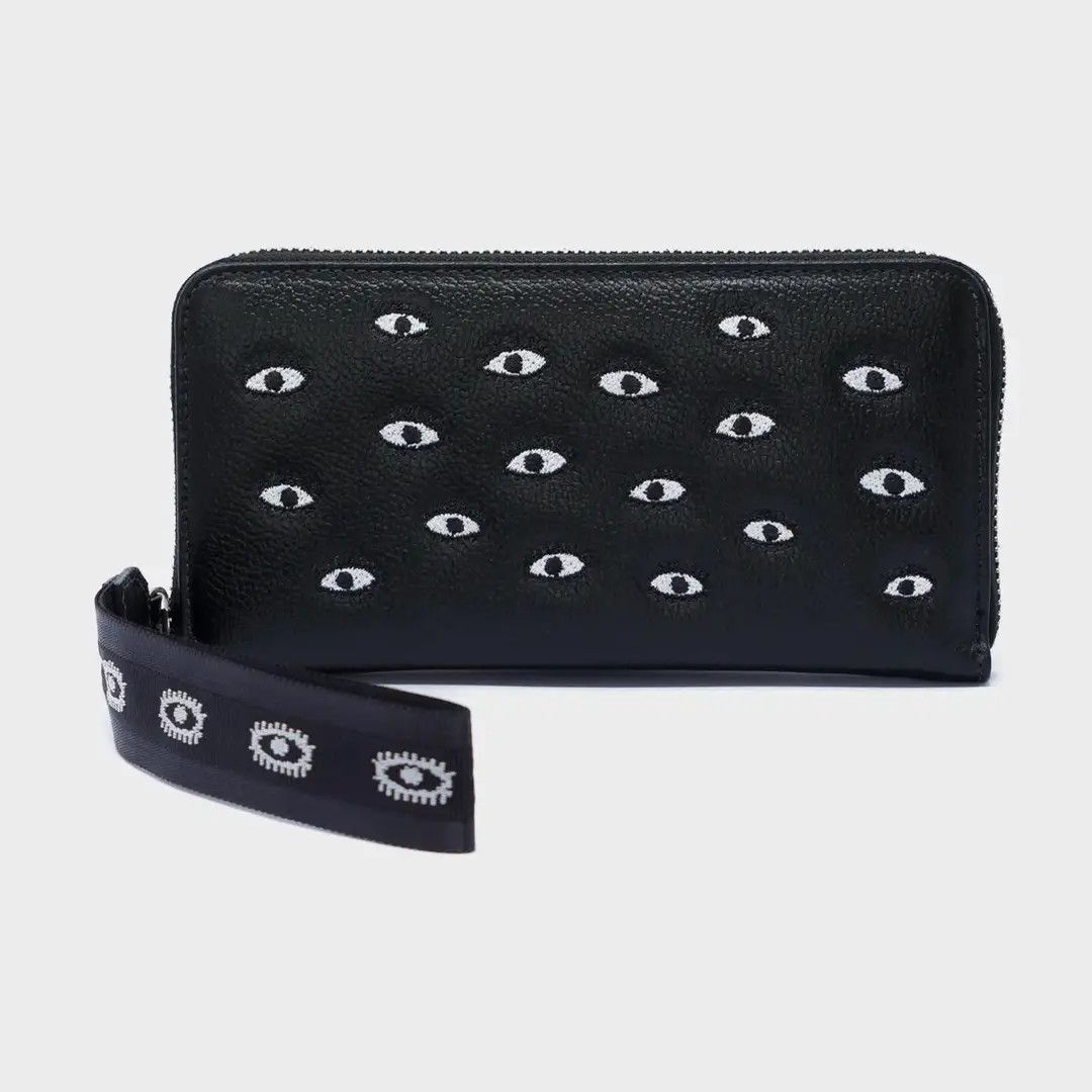 Francis Black Leather Wallet - All Over Eyes