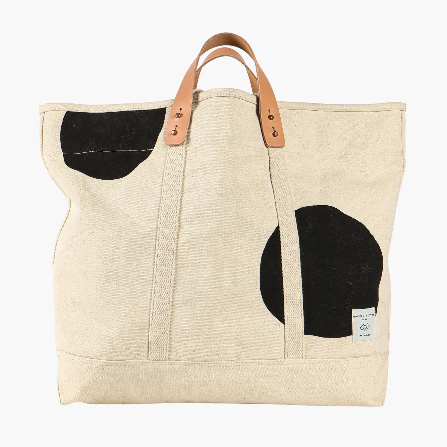 Large East West Tote Black Polka