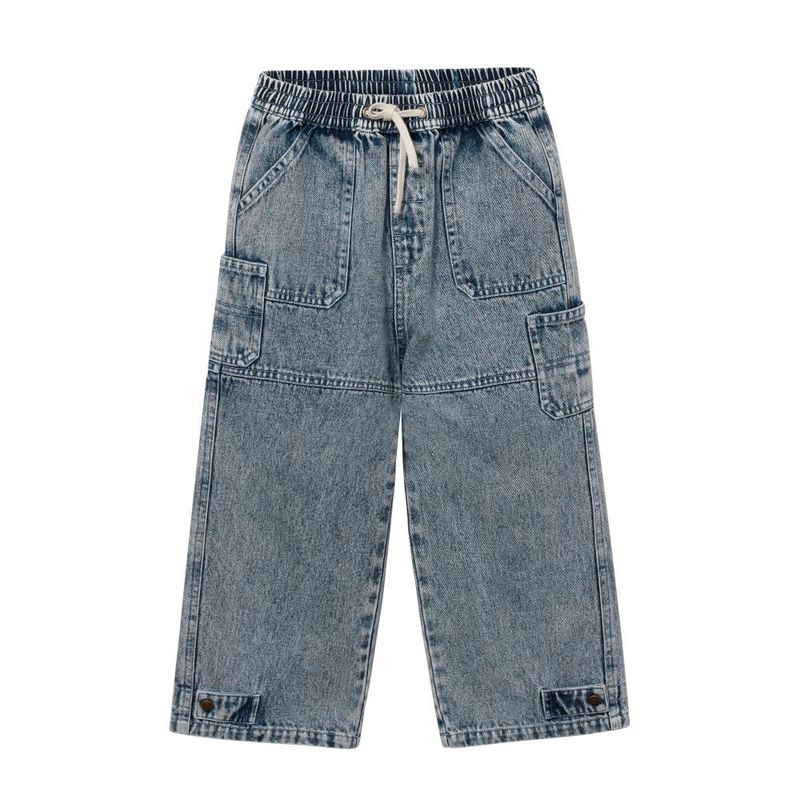 Vintage Wash Denim Utility Jeans 