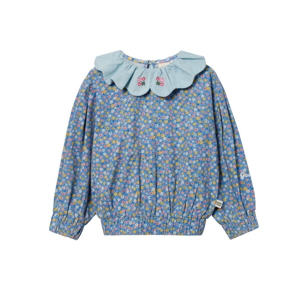 Faded Floral Collar Balloon Top 