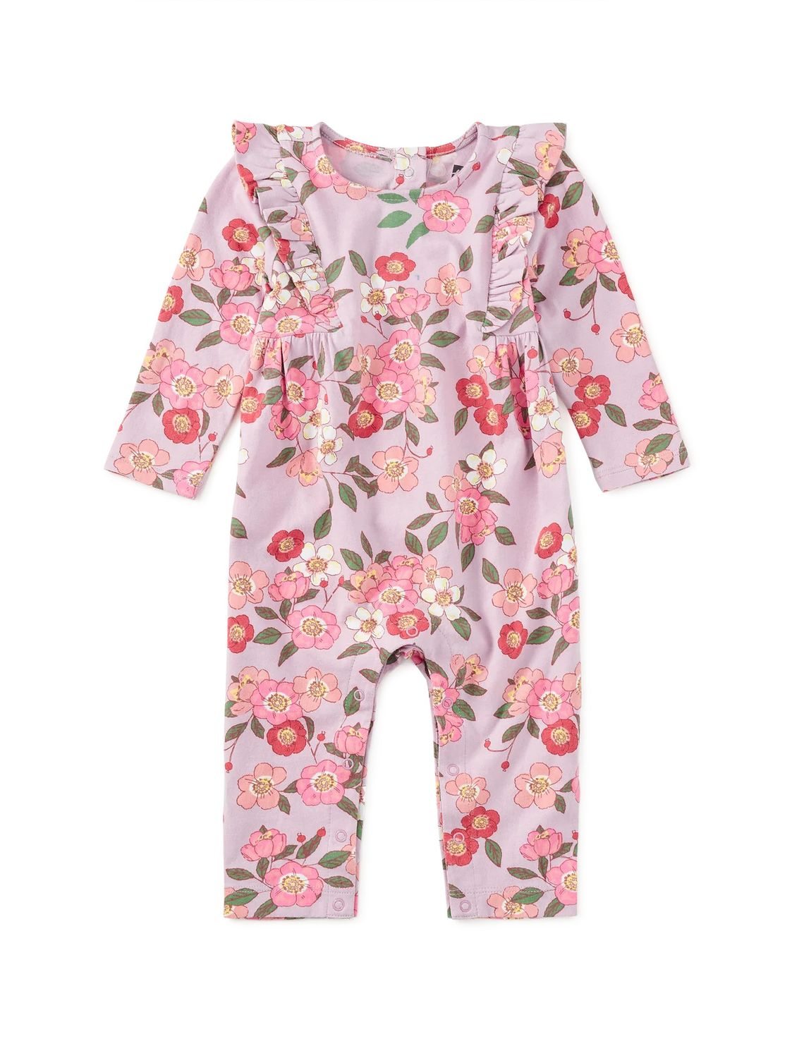 Ruffle Shoulder Baby Romper Rosa Canina