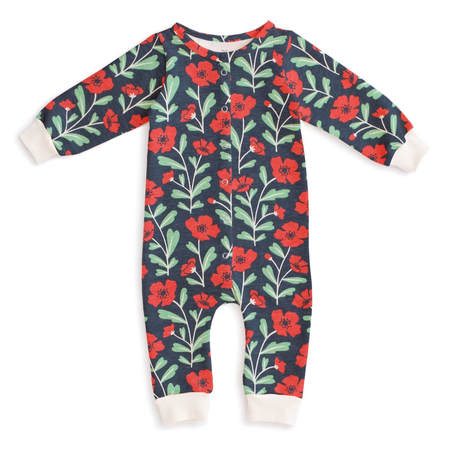 French Terry Jumpsuit Poppies Navy