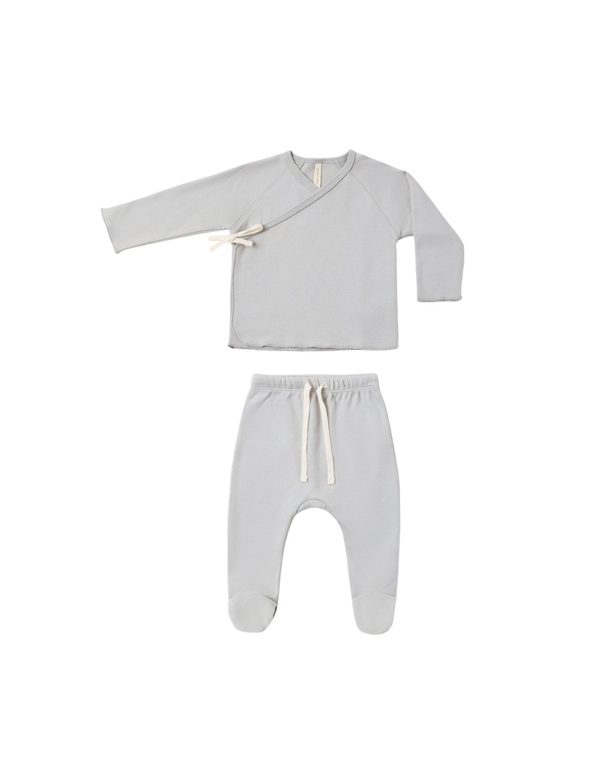 Wrap Top + Footed Pant Set Cloud