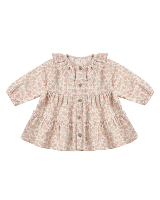 Ruffle Collar Button Dress Pink Blossom