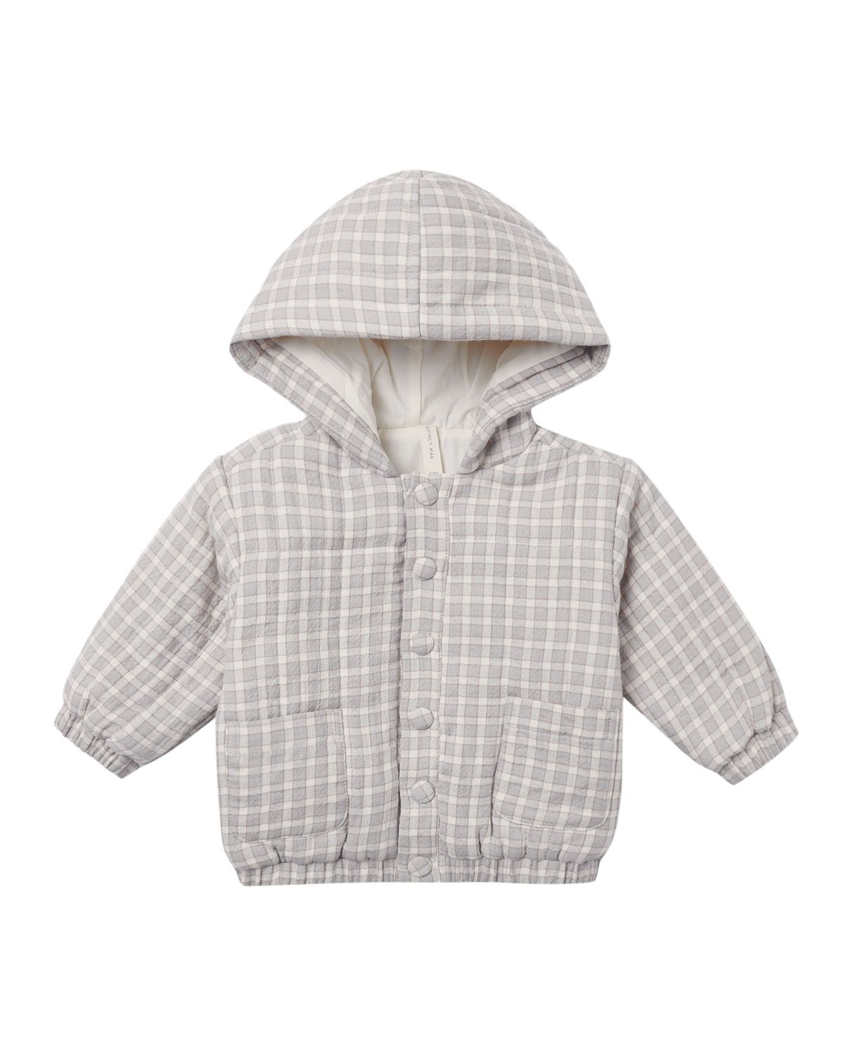 Hooded Woven Jacket Blue Gingham