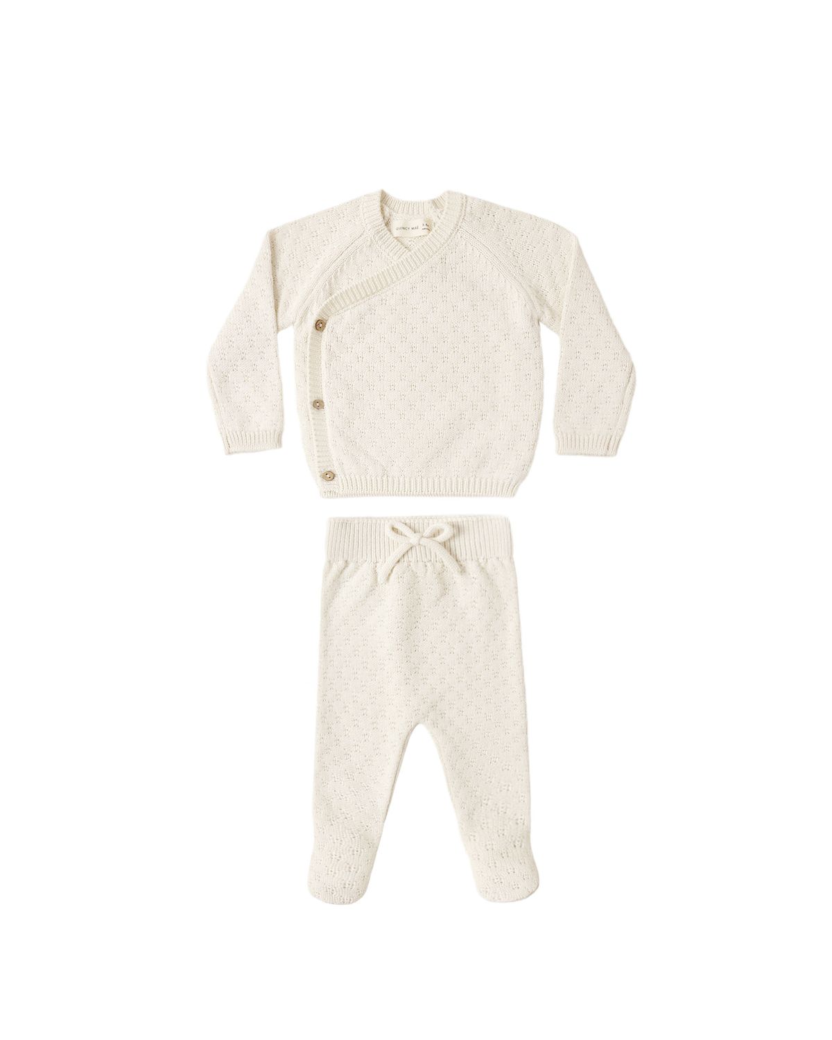 Knit Wrap Top + Pant Set Natural