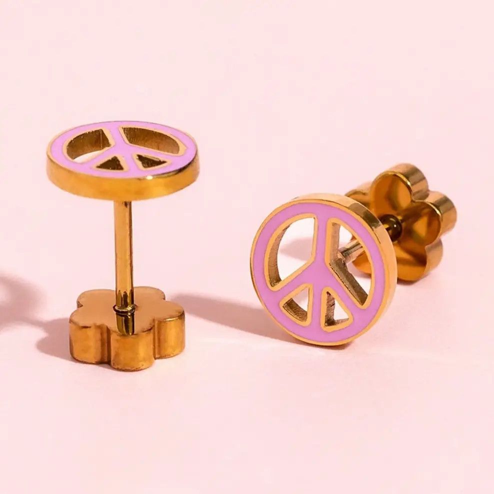 Peace Sign Screwback Earrings