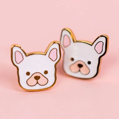 White Dog Screwback Earrings