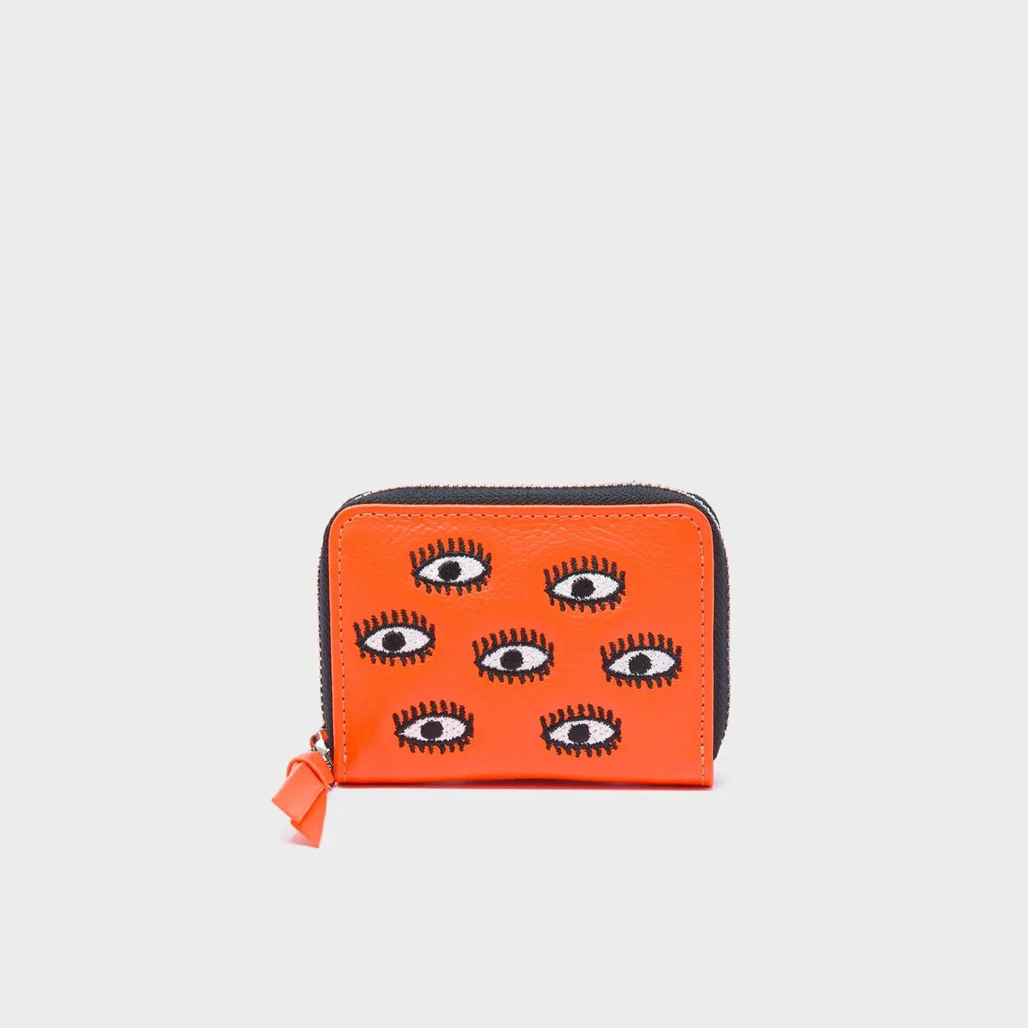 Frodo Neon Orange Leather Zip Around Wallet - All Over Eyes