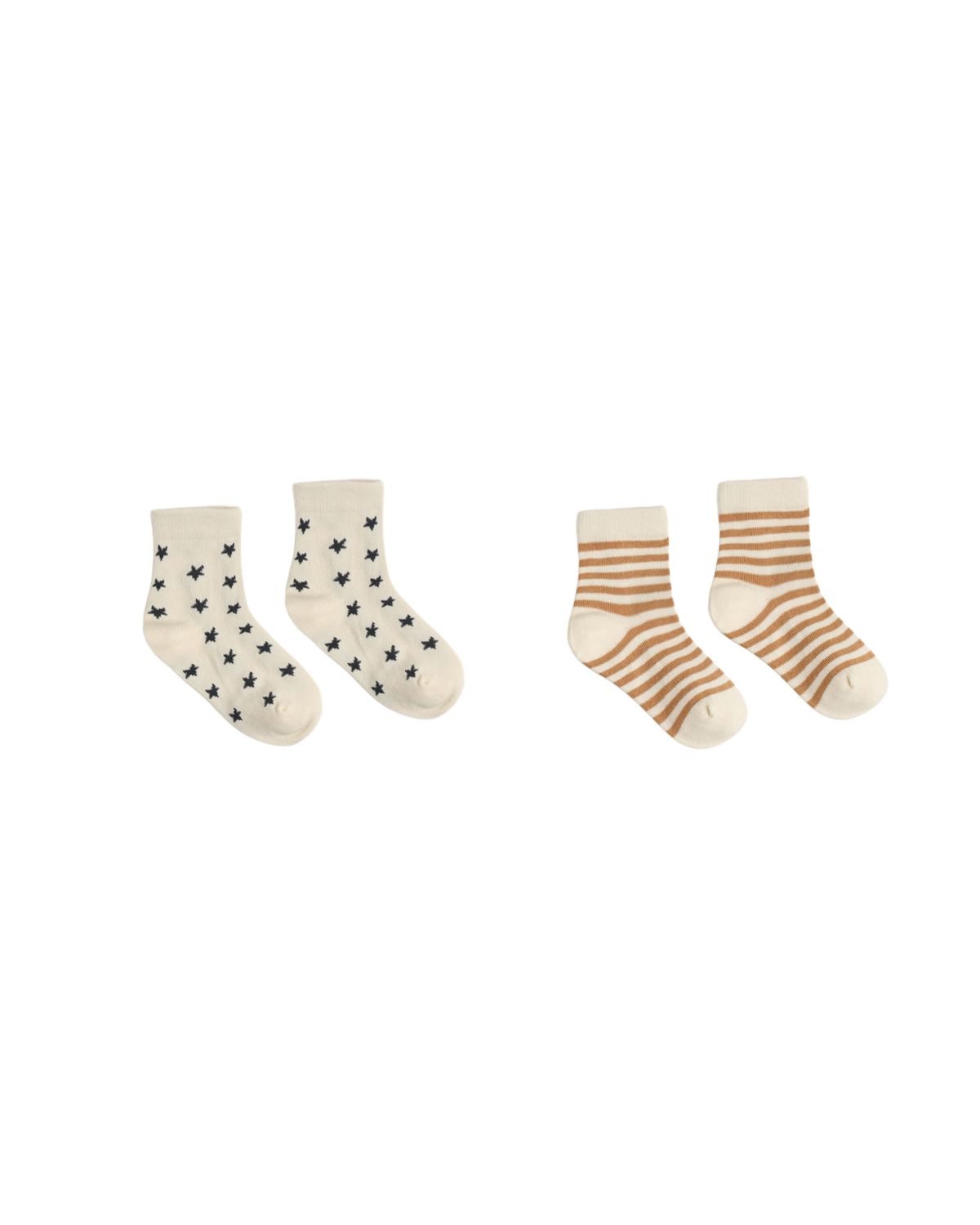 Jacquard Socks, 2-Pack Fawn Stripe, Midnight Stars
